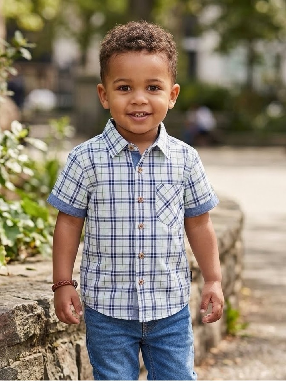 Ben Sherman Boys Plaid Button Up Short Sleeve Shirt Size 2T